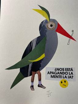 Un pájaro de recortes junto al titular «¿Nos está apagando la mente la IA?»