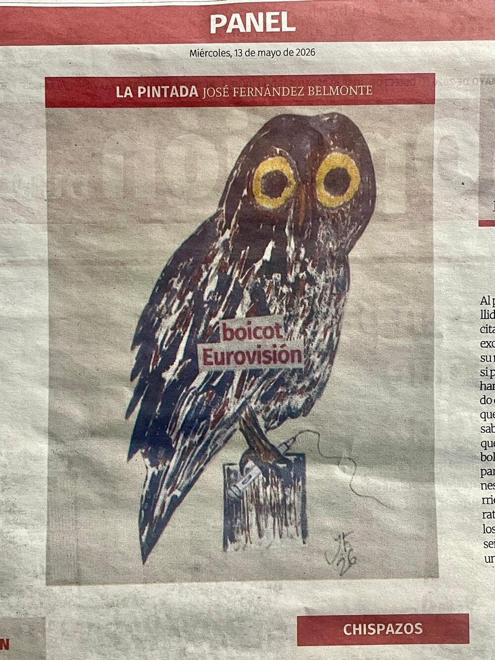 La Pintada nº 17: «Boicot Eurovisión», publicada el Miércoles, 13 de mayo de 2026 en La Opinión de Murcia